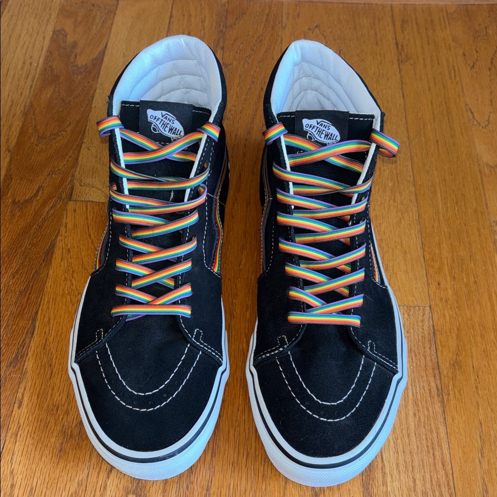 -Vans Skate Sk8-Hi Pride Sneakers Black with Rainbow Men’s 8.5 Women’s 10 - Picture 8 of 16